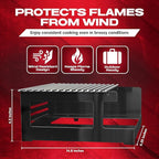 Chef Master Butane Stove Cover - Universal Fit for Any Standard Size - Premium Black Steel Collapsible Camp Wind Guard - Camping Windscreen & Grill Wind Blocker Panel - Outdoor Cooking Accessory 90278