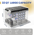 EUHOMY 12 Volt Refrigerator, 32QT(30L) 12V Cooler, Compressor Electric Cooler -4℉~68℉, 12V Fridge 12/24V DC 100-240V AC, Portable Freezer for Camping, Travel, Truck, Home