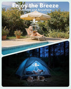 Ceiling Fan Light, Portable Battery Gazebo Fan with Remote Control & Fast Charging Cable, Rechargeable Wireless Camping Fan Outside, for Outoor Tent Porch Canopy Pergola RV Travel