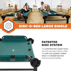 Disc-O-Bed Large Outdoor Modular 1 Person Single Camping Cot Portable Bed for Adults, Sleep Solution for Tents, Green