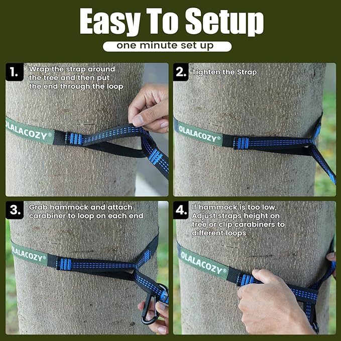 Camping Hammock,Camping Essentials,Lightweight Portable Double & Single Hammock with Tree Straps, Camping Gear for Outside Hiking Camping Beach Backpack Travel, Black & Grey, Large