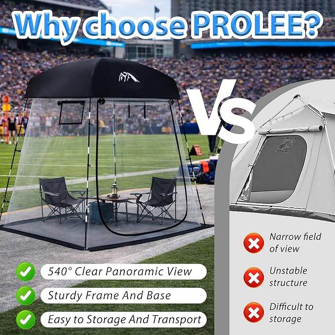 Sports Tent, Portable Sports Tent Shelter Fits 2-4 Persons,6.3FT Height Clear Bubble Tents for Sports Games and Camping,Providing Shelter from Wind and Rain (Black)