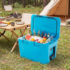 COSTWAY Insulated Portable Cooler, Hard Shell Ice Chest w/ 2 Cup Holders, Bottle Opener, Drain Plug, 3-Day Ice Retention, Outdoor Leak-Proof Dry Box for Beach, Camping, Fishing, Picnic