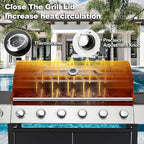 MELLCOM Upgraded 60,000 BTU Stainless Steel Burner Barbecue Grill, 6 Burner BBQ Propane Gas Grill with Side Stove & Cast Iron Grates for Patio, Camping, Outdoor Cooking