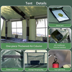Inflatable Camping Tent with Hand Pump Waterproof Outdoor Blow up Tent 2-8 Person Oxford 4 Season Glamping Air Tent Cabin House with Mesh Windows & Door