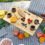 Luxury Picnic Basket, Wicker Picnic Basket Set for 4, Picnic Basket with Blanket & Portable Table for Camping and Outdoor Party - Gray