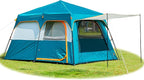 KTT Extra Large Tent 10-12-14 Person(A),Family Cabin Tents,2 Rooms,3 Doors and 3 Windows with Mesh,Straight Wall,Waterproof,Double Layer,Big Tent for Outdoor,Picnic,Camping,Family Gathering