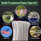 Upgraded Flag Pole Rope Clips Kit 100Ft,5/16” Flag Halyard Rope with Sturdy Swivel Snap Hooks,Heavy Duty Utility Rope for Pet Camping Tent Hardware Accessories Flagpole Line Replacement Set (100ft)