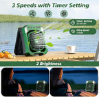 Camping Fan Battery Powered & Solar Powered, Portable Solar Fan 10000mAh Rechargeable Outdoor Fans with Light, Quiet Cordless Fans for Tent, RV, Emergency, Hiking, Power Outage, Desk, Survival Kit