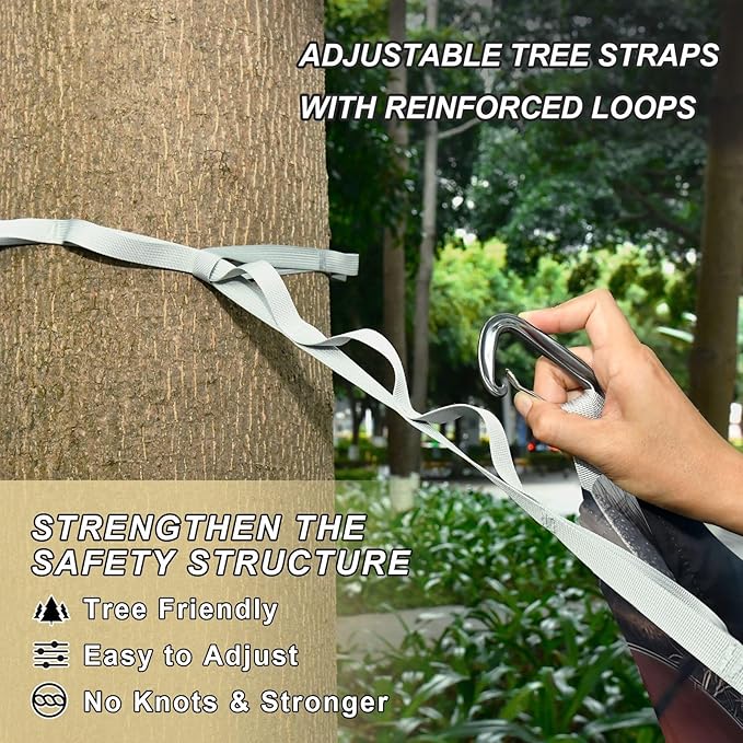 Cute Raccoons with Glasses Camping Hammock Single Portable Hammocks 330 lbs Capacity with 2 Tree Straps and Attached Carry Bag,Perfect for Outdoor,Indoor,Beach,Camping,Travel