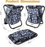 Kikerike Backpack Stool Cooler Chair Heavy Duty 300 LBS Max Load Portable Lightweight Stool Backpack Folding Fishing Cooler Seat for Camping Hunting Fishing - Arctic Camo