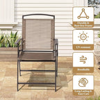 Crestlive Products Patio Folding Chairs Set of 8, Outdoor Folding Chairs with Durable Rust-Resistant Frame and Breathable Textilene Material for Outside, Brown