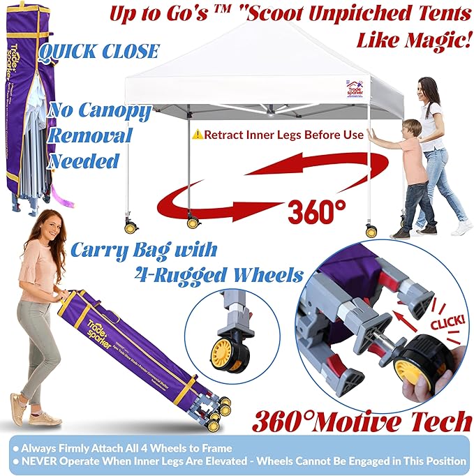 Tradesparker 10x10 Pop Up Canopy Tent,Commercial Movable Canopy with ApexCore LED&Rugged Casters-Instant Easy Setup Shelter Canopies with Weight Bags&Stakes for Outdoor Events Markets,Burgundy