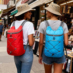 16L Foldable Backpack & Bucket Hat 2 In 1 Combo, Lightweight packable Travel Set, Compact Daypack with Sun Hat (Blue)