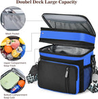 LOKASS Lunch Box for Women/Men-16L-Insulated Lunch Bag, Expandable Double-layer Leakproof Cooler Bag with Upgrade Adjustable Shoulder Strap Ideal for Work/Travel/Picnics（Sapphire Blue）