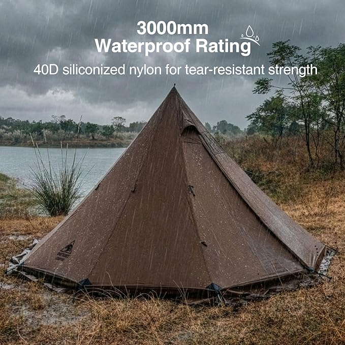 OneTigris Northgaze 2.0 Hot Tent with Stove Jack - 2-Person Ultralight Tent, 4.8lbs with 2 Doors, Waterproof & Wind-Resistant for 4-Season Camping, Backpacking, and Hunting