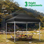 10x10 Pop Up Canopy Tent, Instant Setup Portable Canopy with Carry Bag, 4 Sandbags and 8 Stakes for Outdoor Events, Parties & Camping - Black