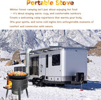 Multifunction Wood Burning Stove, 2.2mm Diamond-Pattern Steel Portable Grill,Rocket Stove with Large Grill Rack for Outdoor Cooking, Backyard, Camping & Off-Grid Living