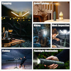 Rechargeable Camping Lights with Stand - Telescopic Cordless Work Lights with 3 LED Lamp Heads, Dimmable Emergency Tripod Flashlight, Portable Outdoor Lantern for Garage Power Outages Fishing