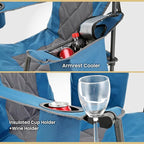ARROWHEAD OUTDOOR Deluxe Folding Camp Chair – 550lb Capacity Heavy-Duty Quad Chair with Integrated Cooler, Headrest, and Dual Cup Holders.