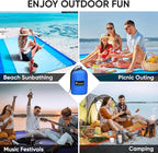 PTEROMY Beach Blanket Waterproof Sandproof, 108" X 120" Extra Large Beach Mat with Storage Bag, Quick Drying Lightweight, 6 Stakes, Accessories for Picnic, Travel (9x10 FT, Purple)