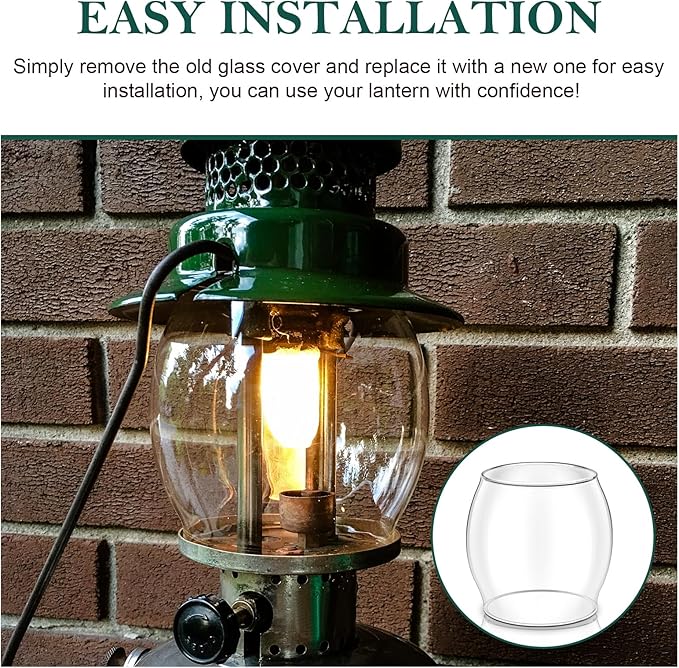 Lantern Glass Replacement for Coleman 200a Globe,Replace R690B051,Glass Globe for Fueled Lanterns for Coleman,Kamplite,JC Higgins,Optimus,Unimet,Ashflash Vintage Lanterns,Camping Lantern Accessories