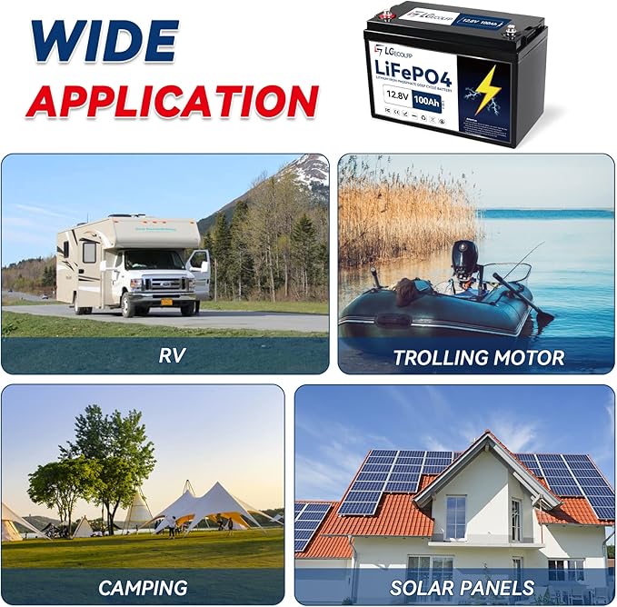 12V LiFePO4 Battery 100Ah 3Pack, Lithium Batteries with 100A BMS, 7000+Deep Cycles 12V Lithium Battery, 1280Wh Output Power, Support in Series/Parallel, Perfect for RV, Solar, Marine, Camping