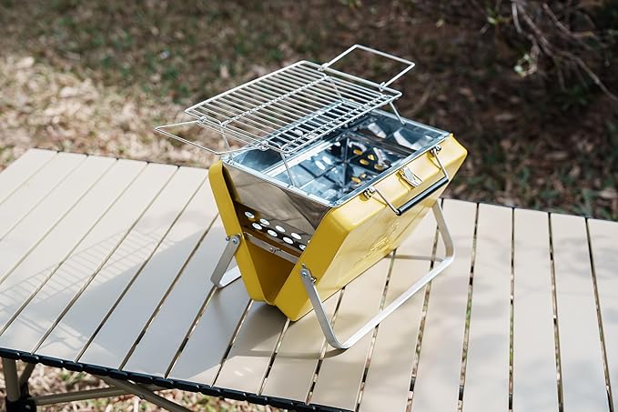 Ranger Portable Charcoal Grill – Compact Lunchbox‑Style Folding BBQ for Camping, Beach & Tailgating | Dual‑Zone Heating, Stainless Steel Body, Quick Setup, Includes Tong & Cleaning Brush