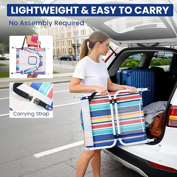 LILYPELLE Folding Camping Cot, Extra Wide Heavy Duty Sleeping Cots with Carry Bag, Double Layer Oxford Portable Travel Camp Cots for Home, Office Nap and Outdoor Beach