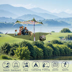 SUNWISHA Beach Tent Sun Shelter 10x10FT, Portable Shade Canopy UPF 50+, with 4 Aluminum Foldable Poles, Protection Beach Shade Canopy, Camping, Fishing, Picnics, Backyard Picnics