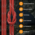 850Ib Reflective Paracord Rope, 50/100/200/500/1000ft 4MM 11 Strand Cords Lanyard Utility Parachute Cord for Tent Camping Hiking Fishing Survival Tactical Clothesline DIY Projects, Red 100FT