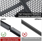 Folding Grill Table, 3x2 FT Portable Camping Table with 2 Wing Panels, Height Adjustable Metal Tables with Mesh Desktop and Mesh Bag, Outdoor Furniture for Camping, Picnic, Beach and BBQ, Black
