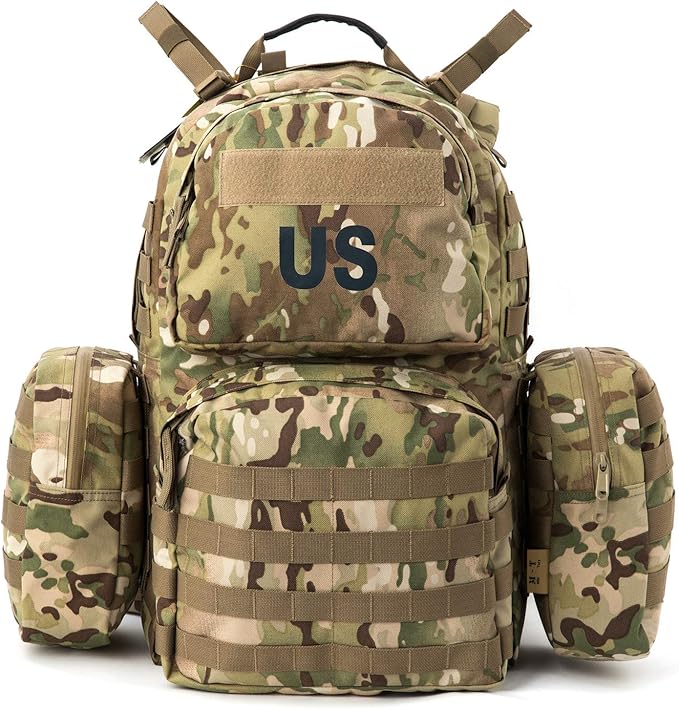 Akmax MOLLE II Medium Rucksack Military Tactical Backpack with Detachable Side Pouches & Upgraded Frame for Enhanced Comfort