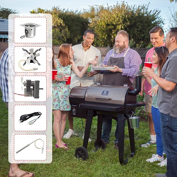 Pellet Grill Repair Kit,Upgraded 2.0 RPM Auger Motor, Induction Fan, Fire Burn Pot and Hot Rod Ignitor, Power Cord Compatible with Traeger/Pit Boss/Z Grills/Camp Chef Wood Pellet Grills