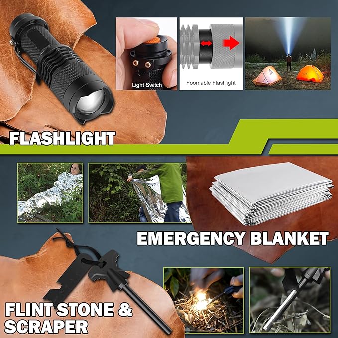 Gifts for Men Christmas Survival Kit 17 in 1, Survival Gear and Supplies for Adult Teen Men, Survival Case, 2025 Xmas Holiday Surprise Gift for Fishing Hunting Camping Outdoor Adventure