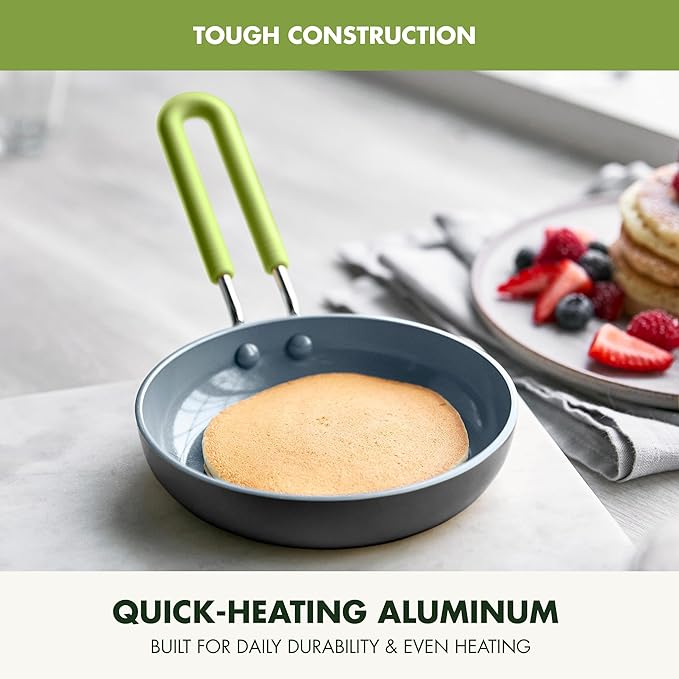GreenPan Mini Healthy Ceramic Nonstick, 5" Round Egg Pan, PFAS-Free, Dishwasher Safe, Stay Cool Handle, Black