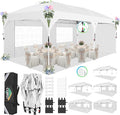 COBIZI 10x20 Pop Up Canopy: Canopy Tent with Patented Center-Lock Tech | Quick-Setup,UV-Reflective & Detachable Walls | 210D Waterproof |3 Height Adjustments for Parties,Weddings,Outdoor Events(White)
