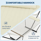 Heavy Duty 2 Person Double Hammock with Portable Adjustable Steel Stand, Outdoor Hammock with Pillow for Patio, Garden, Beach, Backyard Camping