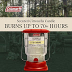 Coleman 70+ Hour Citronella Candle Outdoor Lantern, Classic Design with Easy Carry and Hang Handle, Extended Burn Time for Camping, Picnics, and Patio Ambiance, 6.7 oz, Red