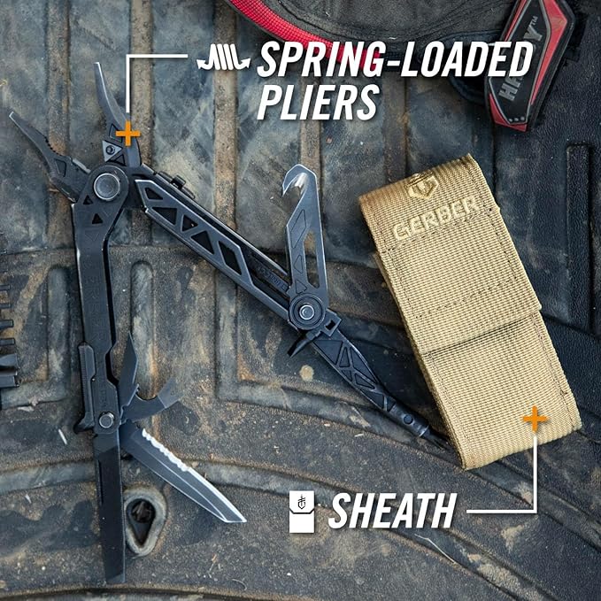 Gerber Gear Center Drive Rescue - Multitool Knife with Pliers, Strippers & Strap Cutter - Portable EDC Tactical Gear for Camping & Outdoor - Utility Tool - Berry Compliant Sheath - Made in USA - Black