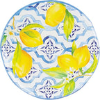 UPware 12 Piece Lovely Lemons Melamine Dinnerware Sets, Outdoor Dishes Set, Plates and Bowls Sets, Service for 4, Blue, Yellow