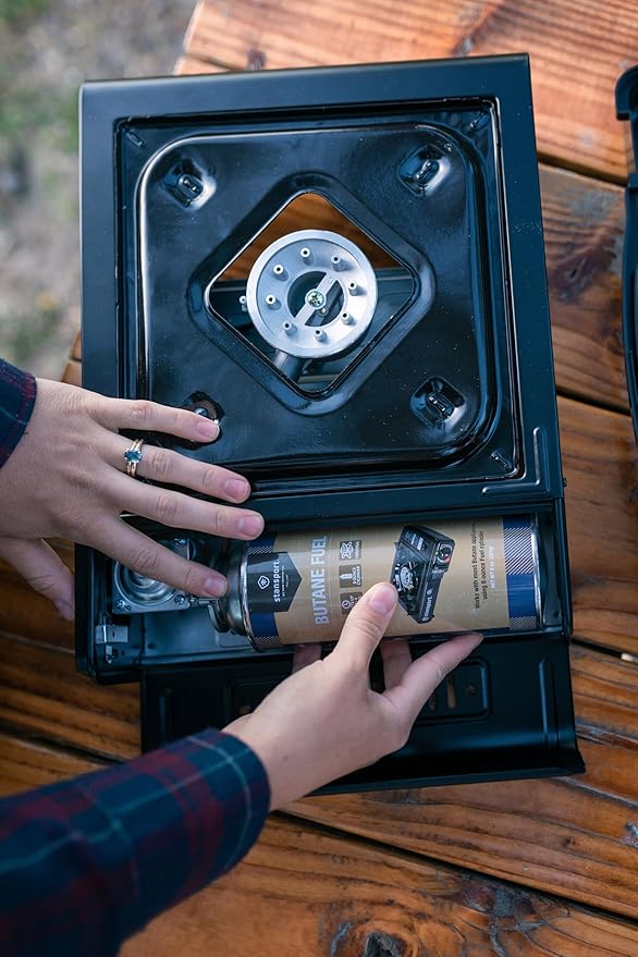 Stansport Portable Outdoor Butane Stove, Black, 13.38" L x 10.82" W x 4.33" H