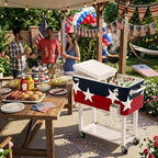 VINGLI 80 Quart Rolling Ice Chest, Portable Patio Party Bar Drink Cooler Cart, with Shelf, Beverage Pool with Bottle Opener