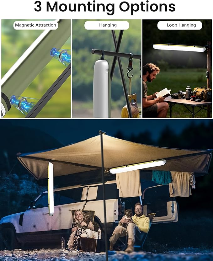 4000mAh Inflatable Solar Camping Lantern - 339 Lumens Ultra Bright 34” LED Light Tube & Power Bank, IP66 Waterproof USB-C Rechargeable Portable Tent Lamp for Hurricane, Power Outage, Survival Kits