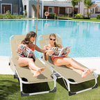 Slsy Folding Lounge Chairs Outdoor, Adjustable Sleeping Cot Chair, Portable Folding Bed Cot Chaise Lounge Chairs for Outside Beach Lawn Camping Pool Sun Tanning