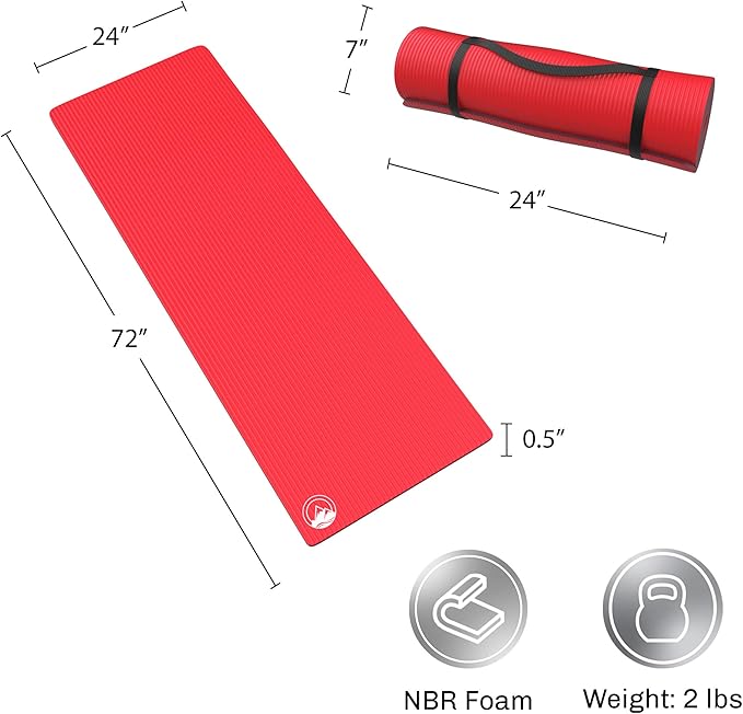 Foam Sleeping Pad - Lightweight 1-Inch Mat for Camping, Cots, Tents, Backpacking, and Yoga - Non-Slip and Waterproof with Handle by Wakeman