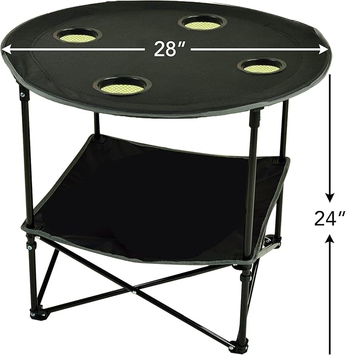 Eunicole Camping Table Portable Camping Side Table for Outdoor Picnic, Beach, Games, Camp, & Patio Tables Folding with Carry Case for Travel & Storage (Black), One Size (FT-Black)