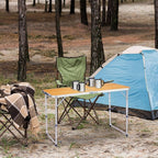 4.0 Ft Folding Portable Camping Table with Three Adjustable Heights, RV Tables for Inside a Camper, Outdoor, BBQ, Dining, Picnic, Beach, Garden, Party, Yellow