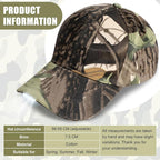 Coume Baseball Cap with Light Rechargeable LED Hat with USB Cable and Battery, Full Cotton Adjustable Headlamp Hat for Fishing Jogging Camping Hand Work(Camouflage)
