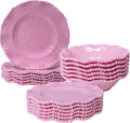 Pink Dishes Melamine Dinnerware Sets, 18 Piece Kitchen Plates and Bowls tableware Set, Lightweight, BPA free Beaded Serving Dishes for Girls, Valentine's Day, Mother's Day. Service for 6.